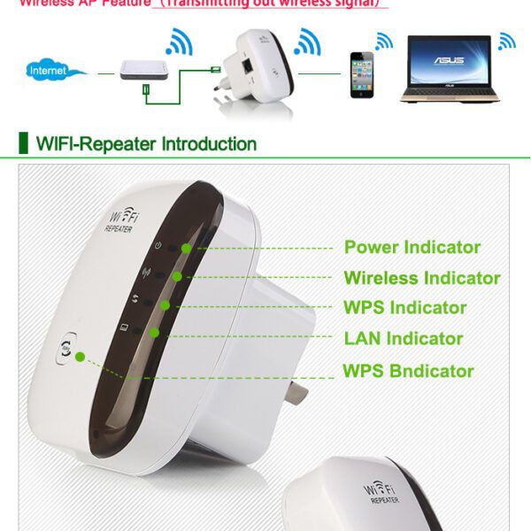 3025127302456 Wireless WiFi Repeater for Better Wi-Fi Range Extender