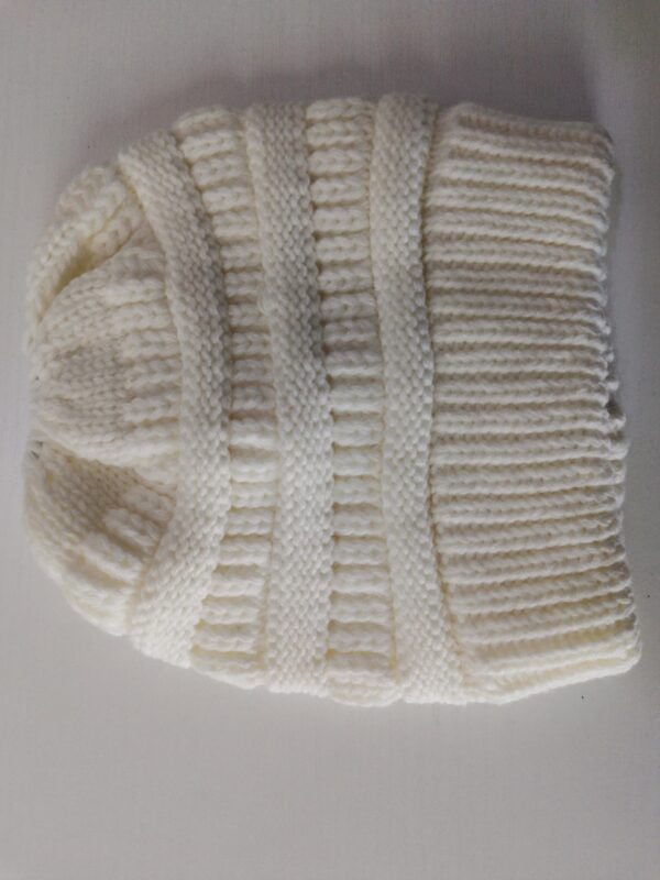 3855697012482 Mixed Color Knitted Hat Ladies Wool Non-labeled Unique Ponytail Hat