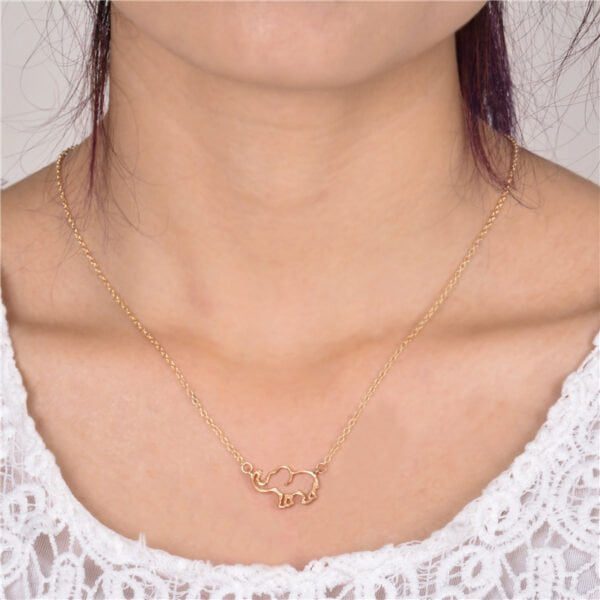 527862963030 Elephant pendant necklace lucky hollow like Glorious clavicle chain