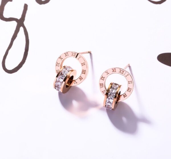 9faa898f 2308 4814 9bc1 52d638c87b0c Stainless Steel Rose Gold Ring Double Stud Earrings