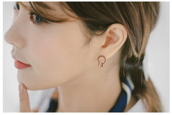 b2b0d260 dee6 4f4d aa05 148163c7418a Stainless Steel Rose Gold Ring Double Stud Earrings