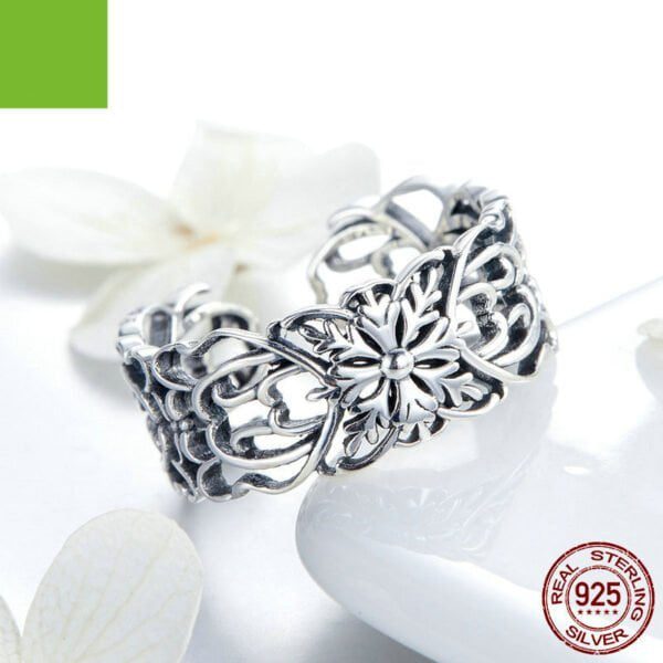 ecb305fb dd23 481f 8d11 e16961a00b1b Vintage Flower Ring Silver 925 unique Sterling Silver Ring