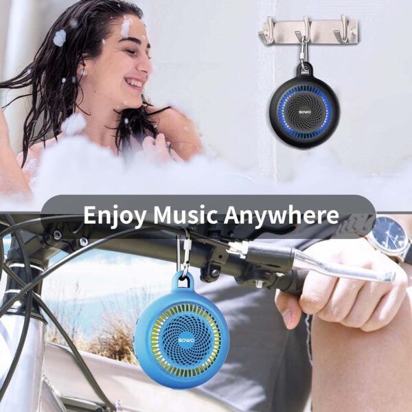 71rKHZ ReOL. AC SL1500 Bluetooth Speaker Waterproof | Small Portable Bluetooth Speaker Wireless with Clip | Powerful Bass and Louder Volume | Colorful Lights and Lightweight | with TWS Pairing | Black