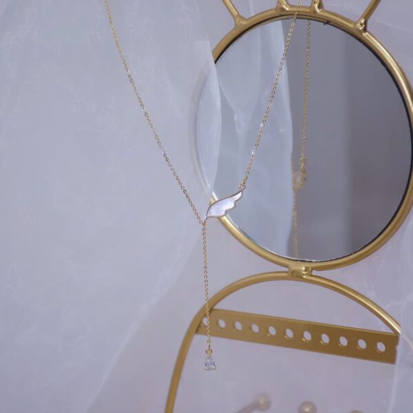 14k Real Gold Plated Exquisite Flash Zircon Long Water Drop Shell Wing Necklaces Clavicle Chain Luxury.jpg 1 14k Real Gold Necklace Flash Zircon Long Water Drop Shell Wing Necklace Clavicle Chain Luxury