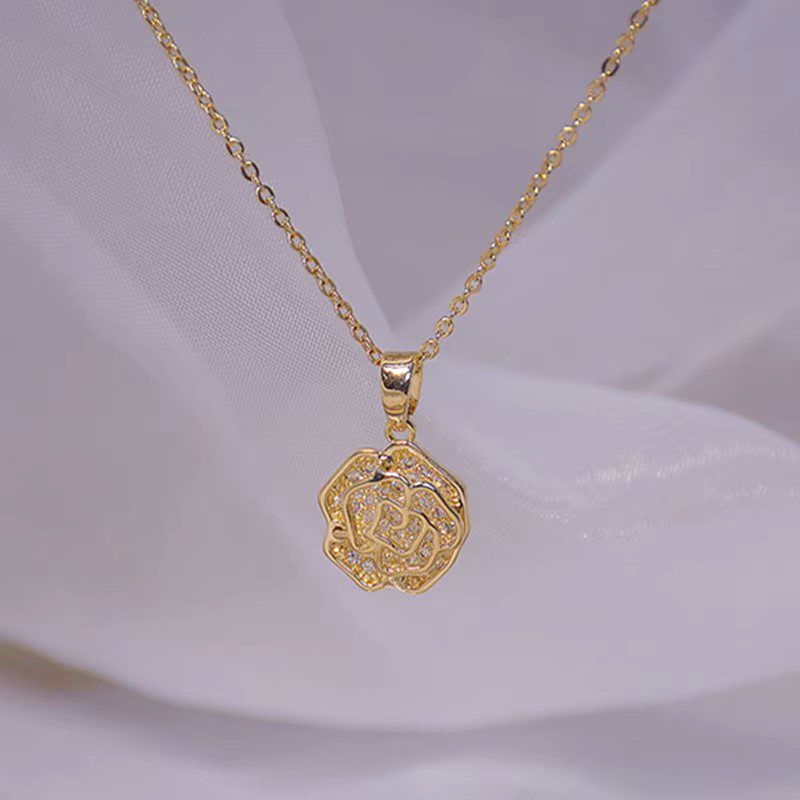 Plated Rose Flower Clavicle Necklace