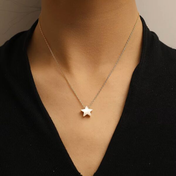 Korea Natural Mother Shell Star Choker Necklace W 14K Gold Filled Brass Chain For Women Lady.jpg 3 Korea Natural Choker Necklace W/14K Gold Filled Brass Chain For Women Lady Party Wedding Jewellery