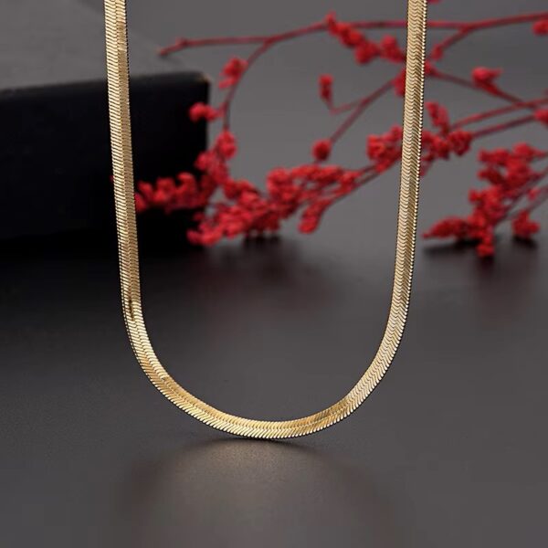 New in Gold 18 k 18 20 22 24 Inch 4MM Blade Men Women s Chain.jpg 3 Women's Chain Necklace Luxury New in Gold 18 k 18/20/22/24 Inch 4MM Blade
