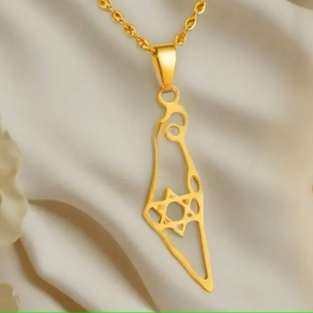 YILUOCD Hollow Star of David Map Necklace for Women 14k Gold plated Hexagram Symbol Country Geography.jpg Beautiful YILUOCD 14k Gold-Plated Star of David Necklace – Timeless Amulet for Women