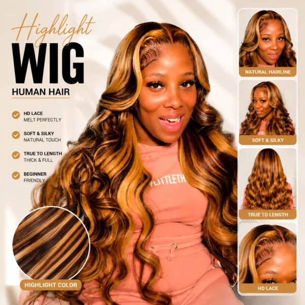 30-Inch Colored Highlight Brazilian Body Wave Lace Wig A1e55680d283d49fabfa83e3111c761d1i