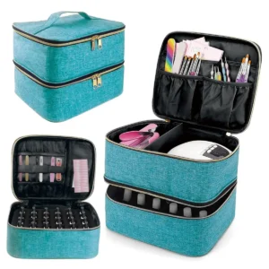 Nail Polish Organizer Handheld Double Layer CosmeticOrganizer Tote Bag For Girls