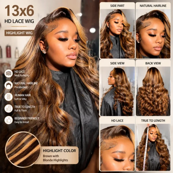 30-Inch Colored Highlight Brazilian Body Wave Lace Wig A85a4070003444ada9d58746428d22596w