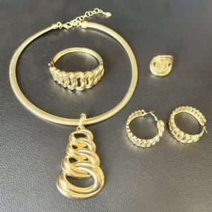 Gold-Plated Choker and Earring Jewelry Set