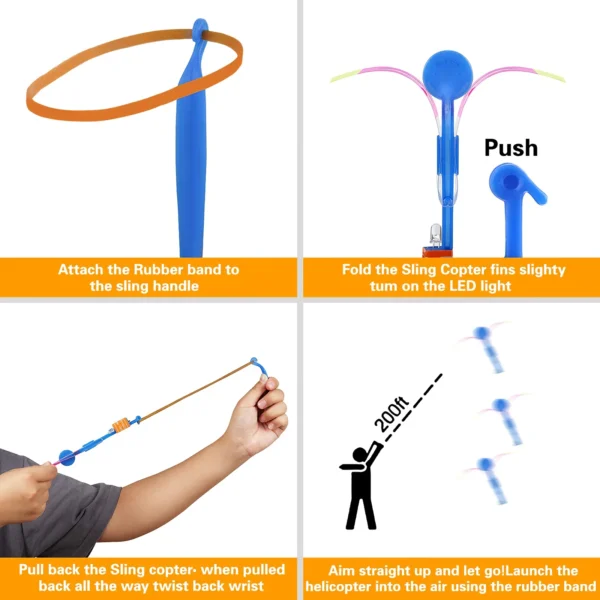 LED Light-Up Rocket Slingshot Toy, 10-Piece Set H0f34fa9628514e049425c249772705521