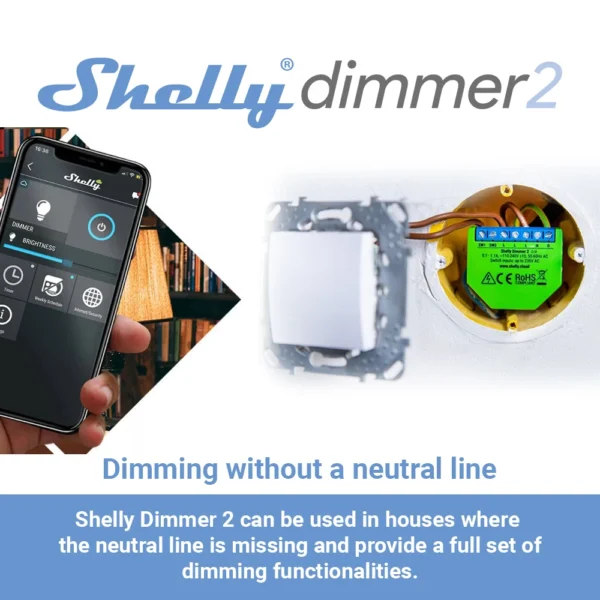 Shelly Dimmer 2 Smart Switch Mini WiFi Switch Mini Relay For H258e253cbcc64e5db98c8fe46661de8fE