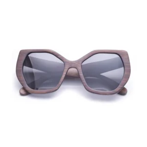 Vintage Hexagonal Bamboo Wood Sunglasses Women Men Polarized UV400 Oversized Anti-Reflecti