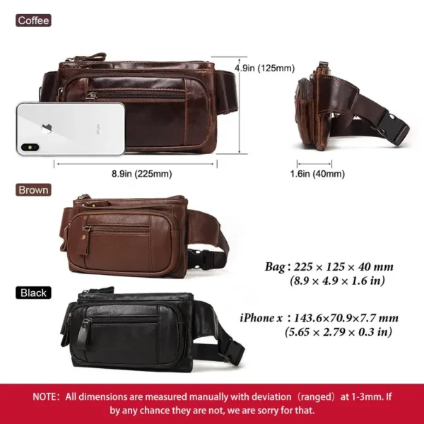 HUMERPAUL Fashion Waist Packs Men Genuine Leather Organizer Travel Chest Bag H3919d043070641168b2f249943c88012S