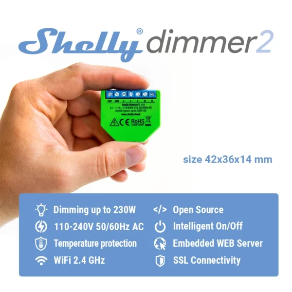 Shelly Dimmer 2 Smart Switch Mini WiFi Switch Mini Relay For H71a7d6f003f94999bb4135aa54d30b11y