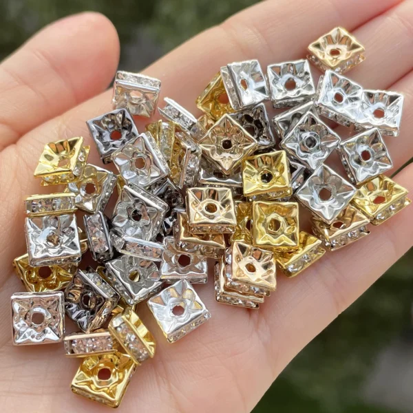 Square Rhinestone Rondelle Beads, 50-Piece Set H847780cb3fa84c08ab002683becc4bf72