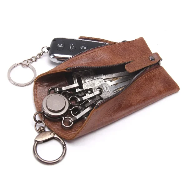 Vintage faux leather Key Wallet with Zipper