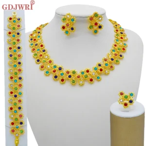 Gold-Tone Bridal Jewelry Set for Weddings