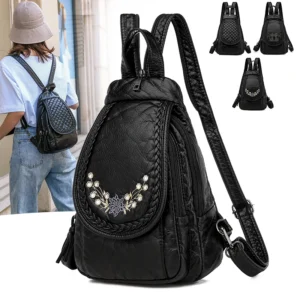 Women's Soft PU faux leather Small Chest Bag Backpack