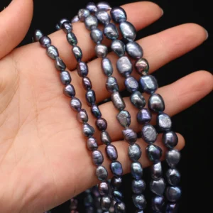 100% Natural Freshwater Pearl Baroque Black Beaded for Jewelry Making Irregular