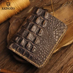 Retro Men's Alligator Pattern Wallet Handmade Genuine Leather Short Wallet With