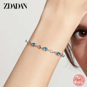 Silver-Tone Sapphire Charm Bracelet