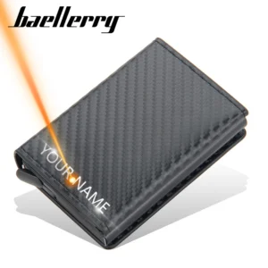 New Rfid Men Card Wallets Magnetic Button Free Name Customized Small