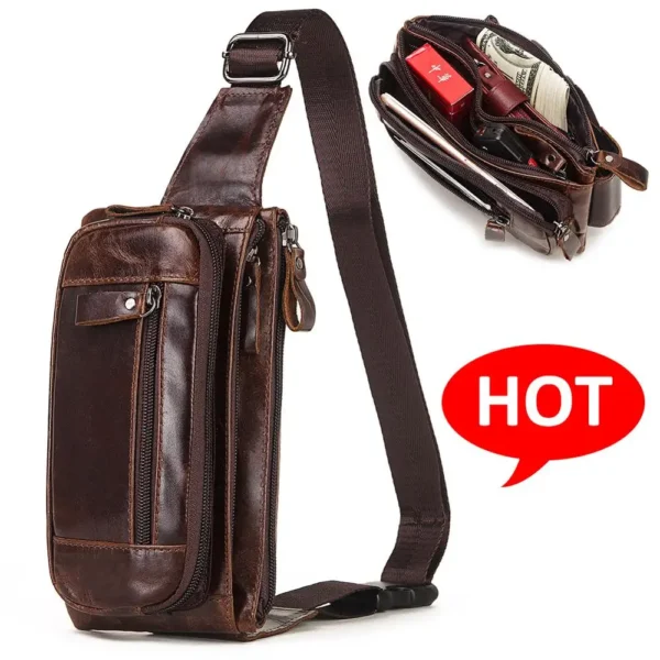 HUMERPAUL Fashion Waist Packs Men Genuine Leather Organizer Travel Chest Bag Hd18a2bc436454d738029aef45ea667e2x