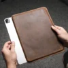Crazy Horse faux leather Tablet Sleeve, Compatible with iPad Air 5/Pro