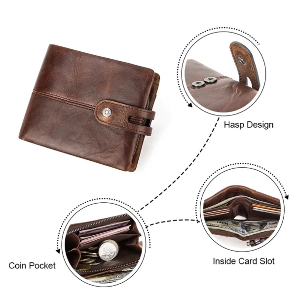 CONTACT'S Casual Men Wallets Crazy Horse Leather Short Coin Purse Hasp He33aa148cd10496598c69e614d4ba0ccG