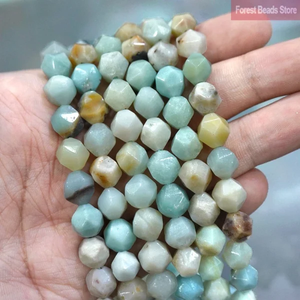 Natural Stone Faceted Mixed Amazonite Spacers Loose Beads DIY Charms Bracelet He3a11c06e0314a7cbe861793df4866b68
