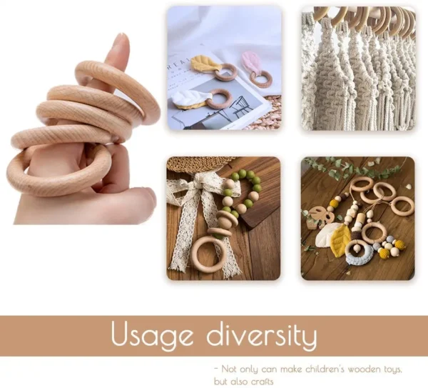Beech Wood Rings for DIY Teethers, 50-Piece Set He667817f44b14e44b8b14cec7fb6efd4P