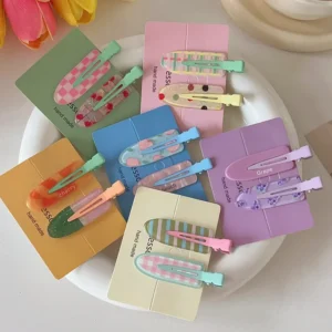 2/4pcs Candy Color Fruit Hair Bang Clip Summer Hairpin No Crease