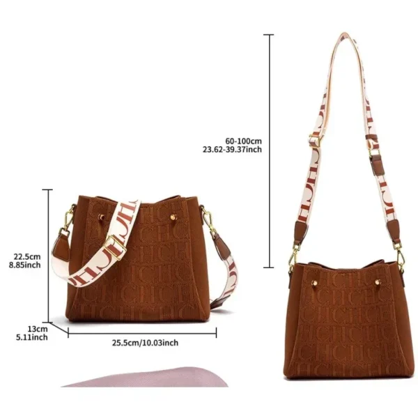 CH New Jacquard Letter Women Bucket Bag Wide Printed Strap Crossbody S0304d98ed214483ba52256697d25e0d9c