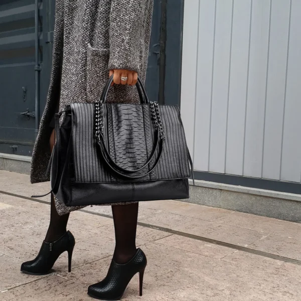 Elegant Tote Bag With Zipper, Women's Trendy Handbag, Vintage Leather Crossbody S055c16debb9f44c4aa84c2401ec9f3c76