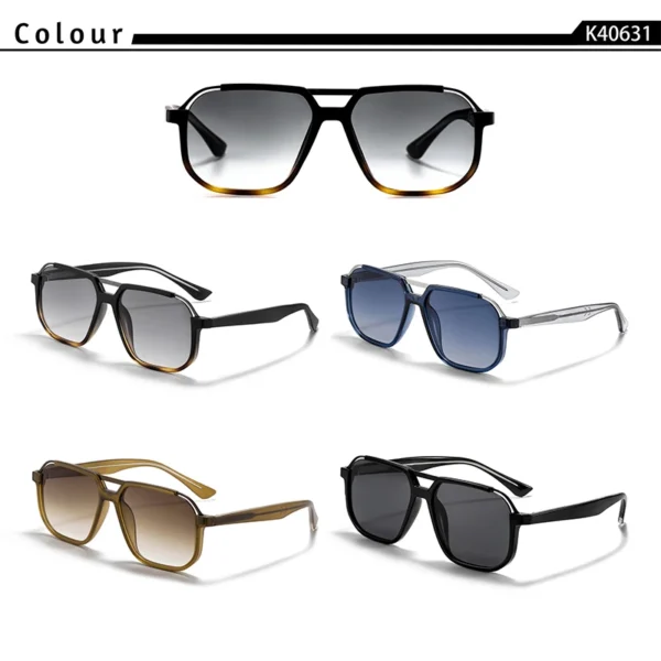 CATERSIDE Classic Men's Pilot Sunglasses Creative Flat Double Bridge Design Sun S058a5586f3a94fa69873149cc9996357G