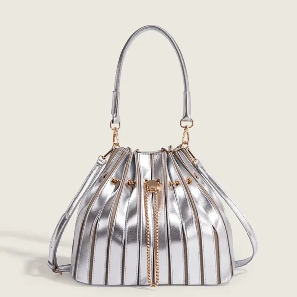 Fashion Pleated Women Bucket Shoulder Bag PU Leather Female Crossbody Bag S060e1495096640edba9e026f0aa6a52e8