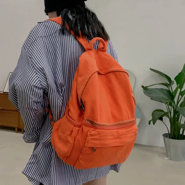 Simple Solid Color Canvas Backpack For Women College Student Vintage Laptop S078040bafa1045a48c59fdbea13b63e60