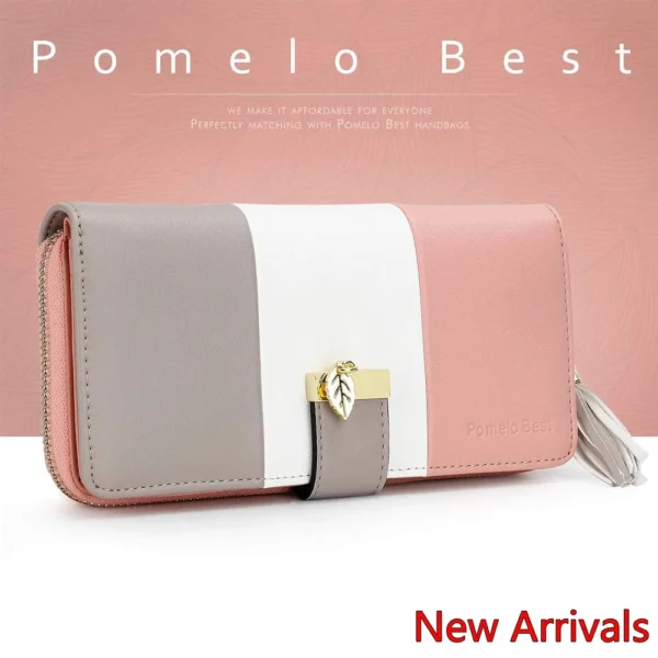 Pomelo Tri‑Color Women's Wallet PU Leather Long Zipper RFID Blocking Large S0c86f471f92e47608ba3f8ec206f7415T