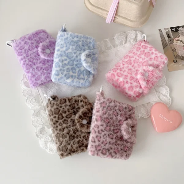 Girl Plush Leopard Pattern Card Bag Zipper Coin Purse High Beauty S0c9264b2166d443f977dac773c50e050U