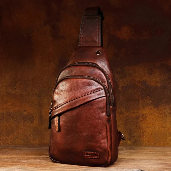 Hand-Painted Leather Men's Chest Bag Fashion Casual Crossbody Chest Bag Retro S0da85fa62fcd4367bc4460e6840b6dbcY