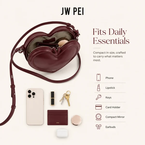 JW PEI Arlene Heart Shape Shoulder Bag: 3D Vegan Leather Crossbody S0db7e6f437c84ca19ebe1b278984c492p