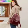 Women's Soft Faux Leather Shoulder Backpack
