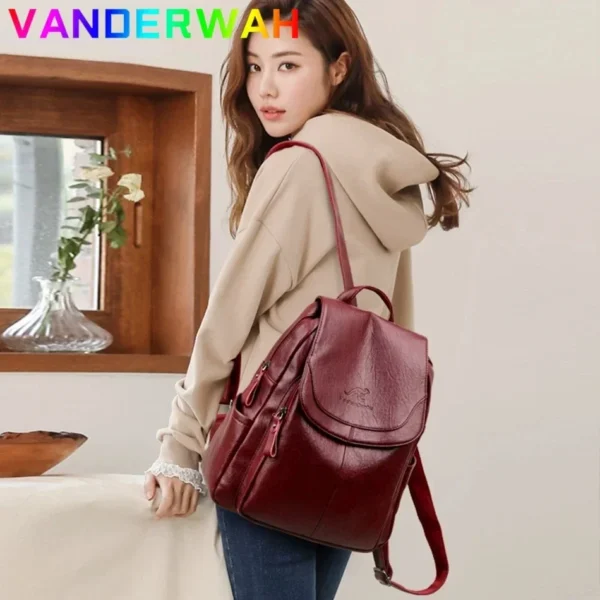 Women's Soft Faux Leather Shoulder Backpack