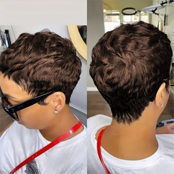 Short Pixie Cut Human Hair Wig, Machine Made S0f2cbe727db04898b0f79d75135531c6O