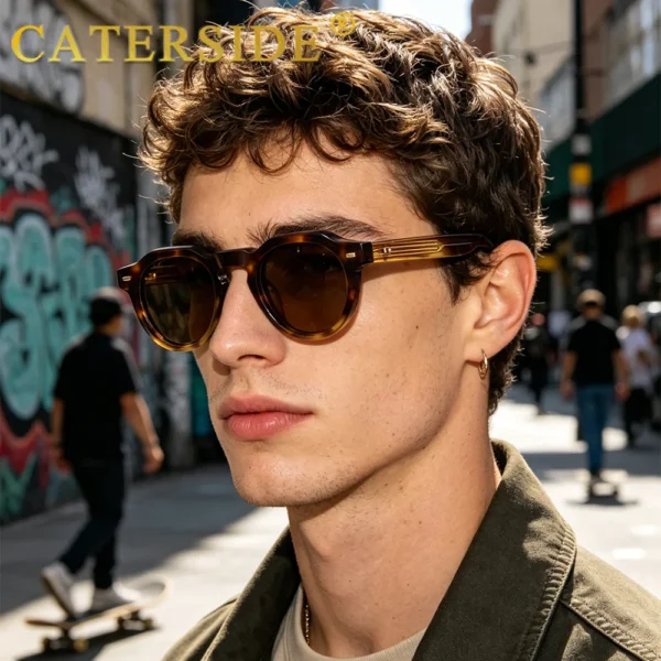 CATERSIDE Acetate Simple Men Sunglasses Polarized Small Frame High-Quality Frame Sun S0fa0fc792a434d0098711c4d93a8f7907