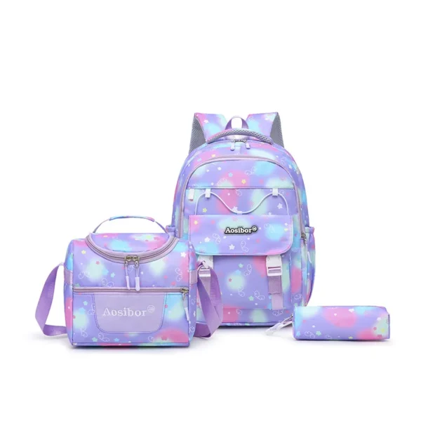 3pcs/set Girls Cartoon Print Schoolbag Elementary Backpack Middle School Campus Bag S10487103a0b74b01bb254a88d55c7cd9m