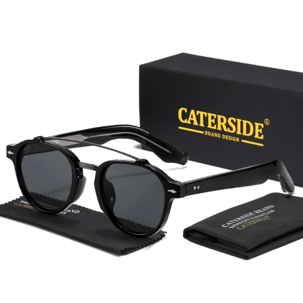 CATERSIDE New RetroPilot Men's Round Sunglasses Classic Double Bridge Design Sun S11d9b39c399049c995c2d22b29714208B